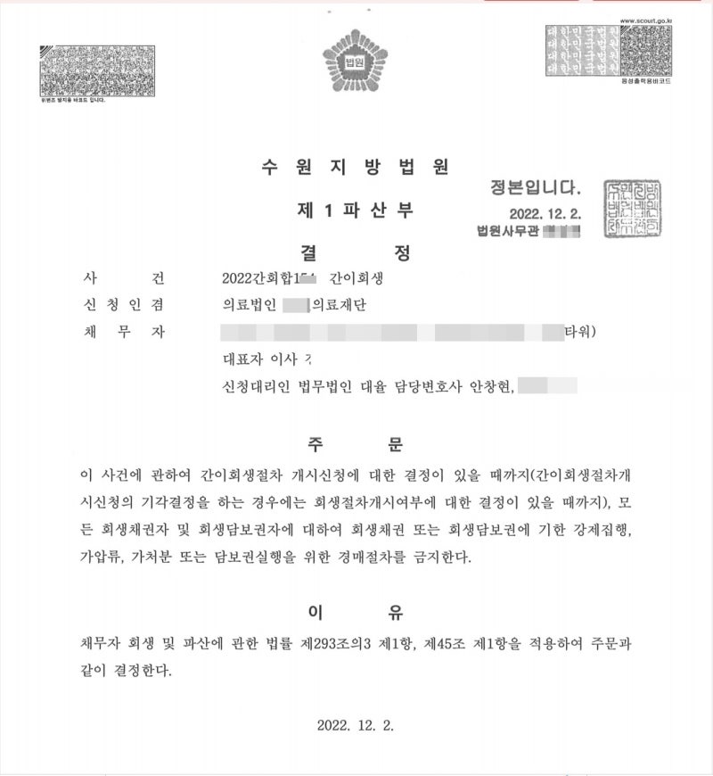 병원회생 위기 징후와 '채권양도담보 문제의 시작'