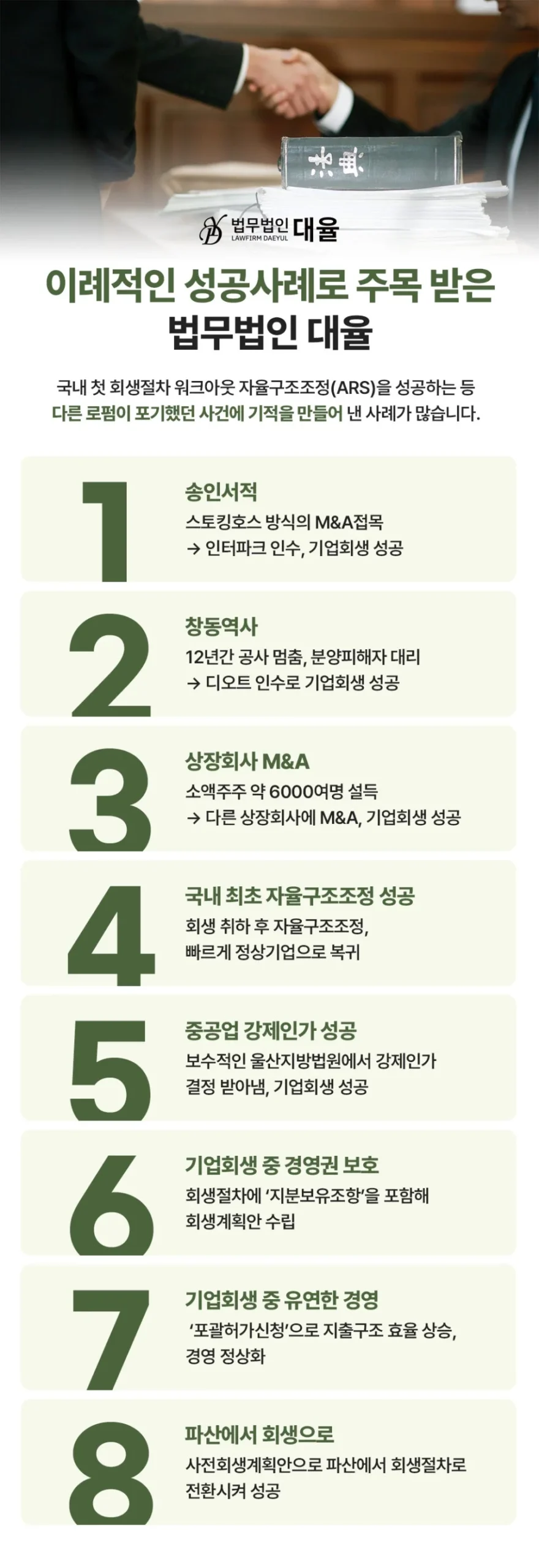 기업회생 파산 전환 시점|법무법인 대율의 기업회생, M&A, 파산 등 성공사례 8가지