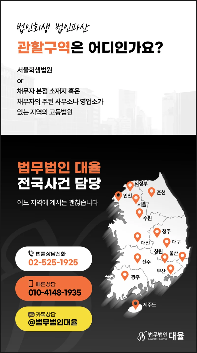 업종별 회생계획안|법인회생 및 파산 관할구역 안내 및 법무법인 대율 홍보