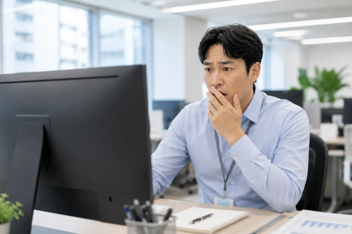 신속채무조정|모니터를 보며 당황한 표정의 직장인